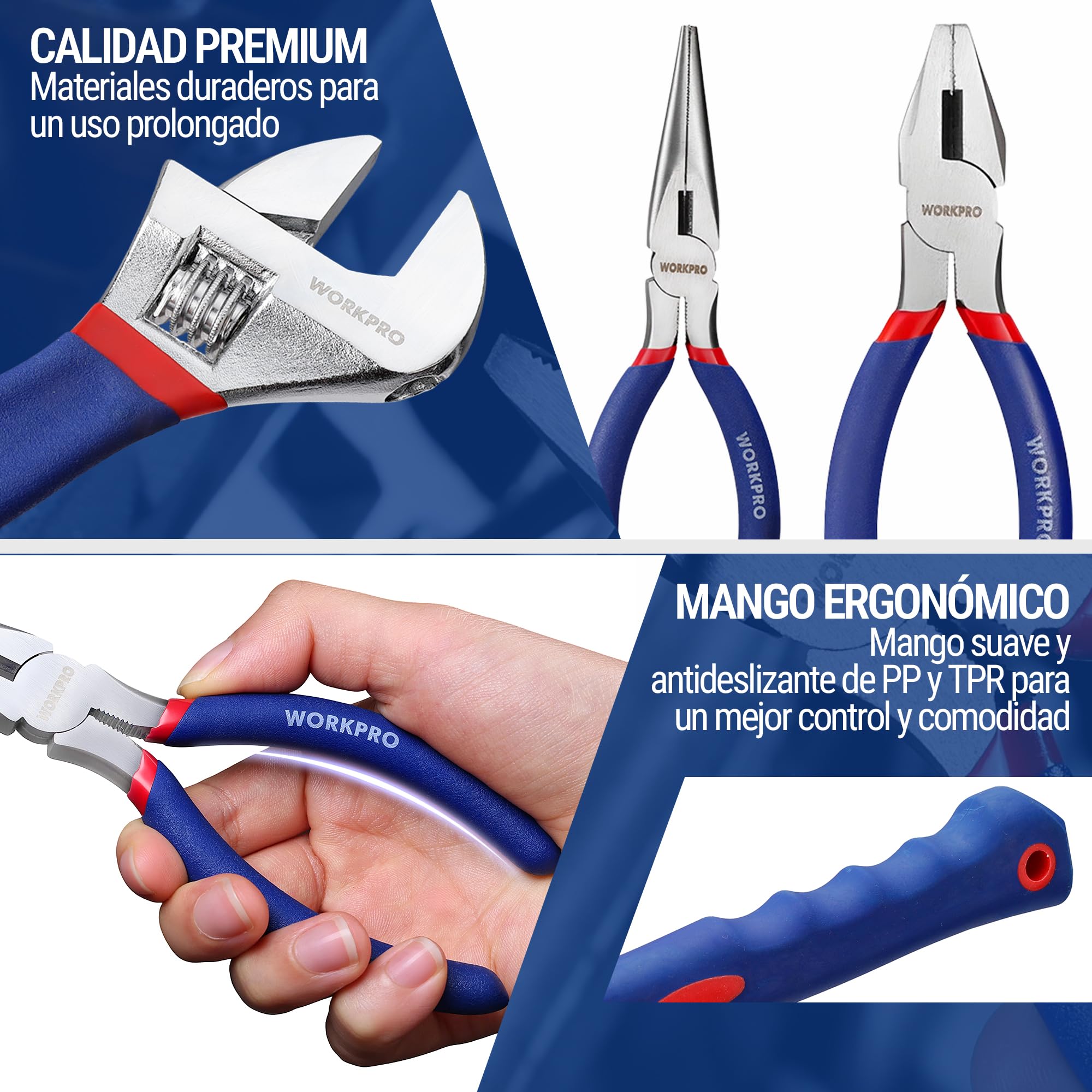 WORKPRO Juego de Herramientas Básicas 100-piezas, Herramientas manuales con Bolsa, Set de Herramientas Profesionales para Bricolaje y Arreglos Diarios