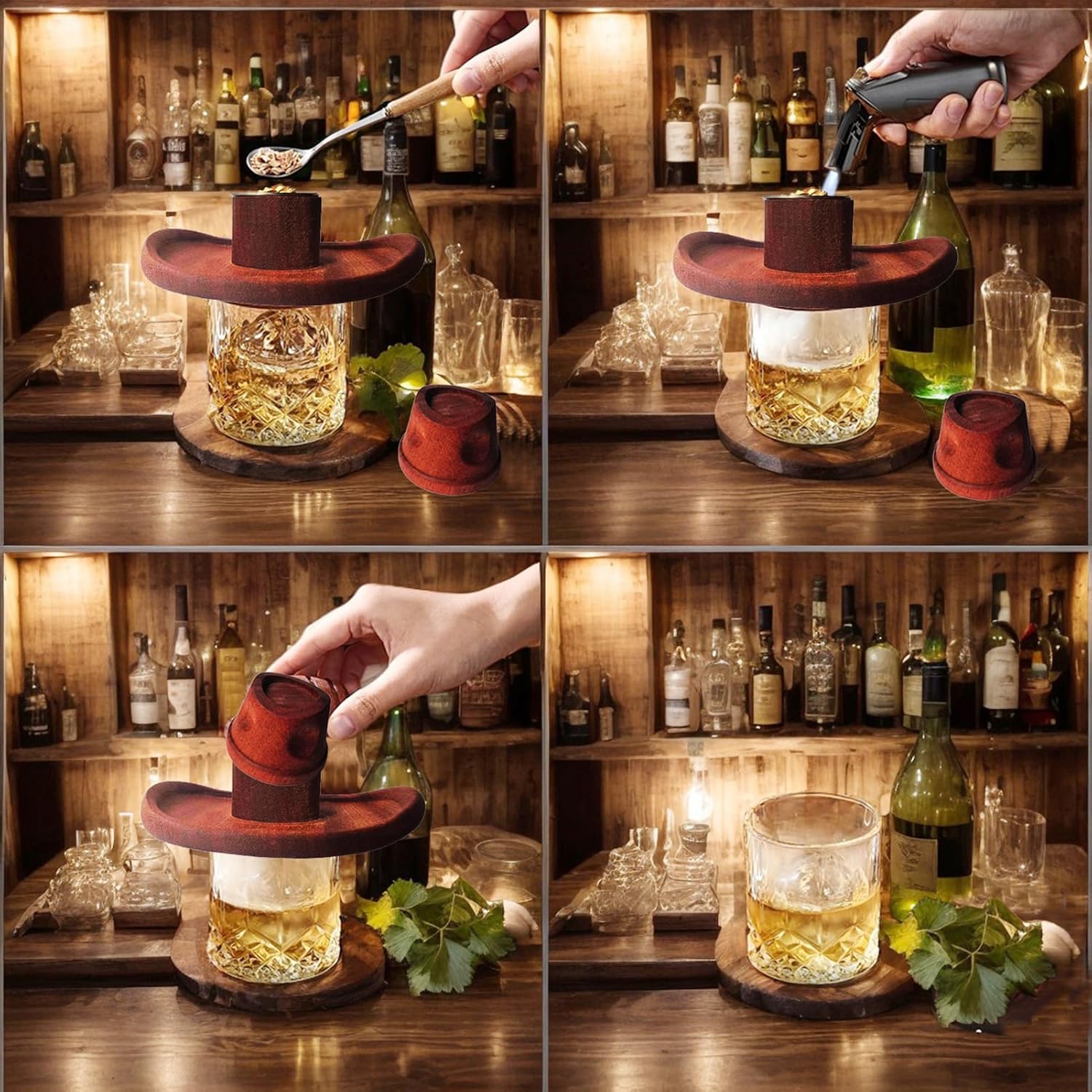 Whiskey Smoker Kit with Torch - 6 Flavors Wood Chips, 2 Metal Ice Cubes, 2 Glasses - Cocktail Smoker Infuser Kit, Old Fashioned Drink Smoker Kit, Birthday Whiskey Bourbon Gifts for Men,Dad(NO Butane)