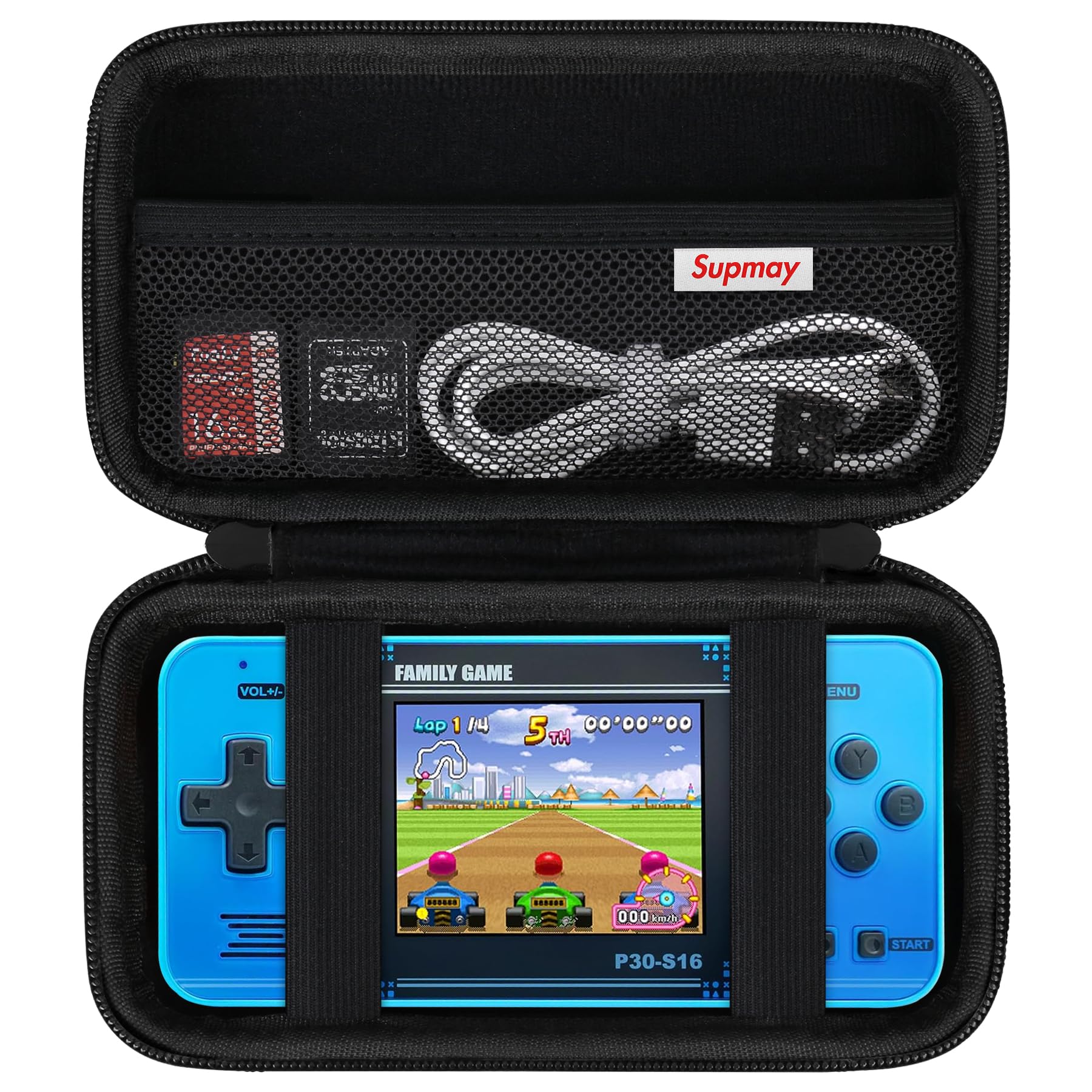 Supmay Hard Carrying Case Compatible with WELLST·G/for GuaiyeyeAP Handheld Game for Kids, Retro Video Games Portable Gaming Player Storage Holder Travel Bag with Mesh Pocket for USB Cable, Black