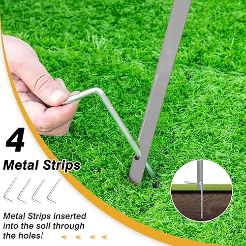 Miniatura 5 de Molino de viento ornamental de 8 pies para jardín, paleta de metal pesado, 4 patas, diseño de molino de viento para exteriores, patio, césped y