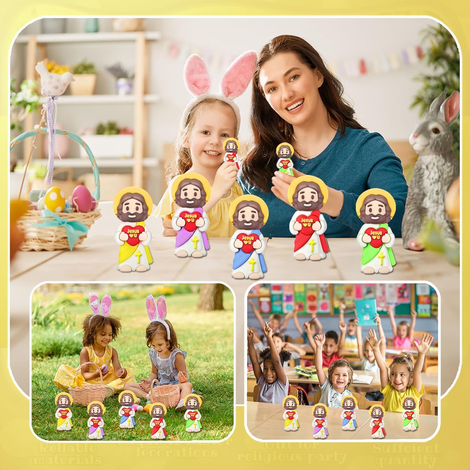 200PCS Loving Heart Little Jesus Figurines in Bulk, Baby Mini Jesus Loves You Figures, Small Jesus Toys, Religious Party Favors for Easter Egg Fillers, Christian Pocket Prayer Toys, Church Gift