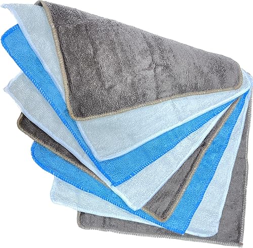 Toalla de cocina de microfibra de tela de limpieza, fibras superfinas para tejer en líneas de grano, fácil de almacenar, paquete de 8