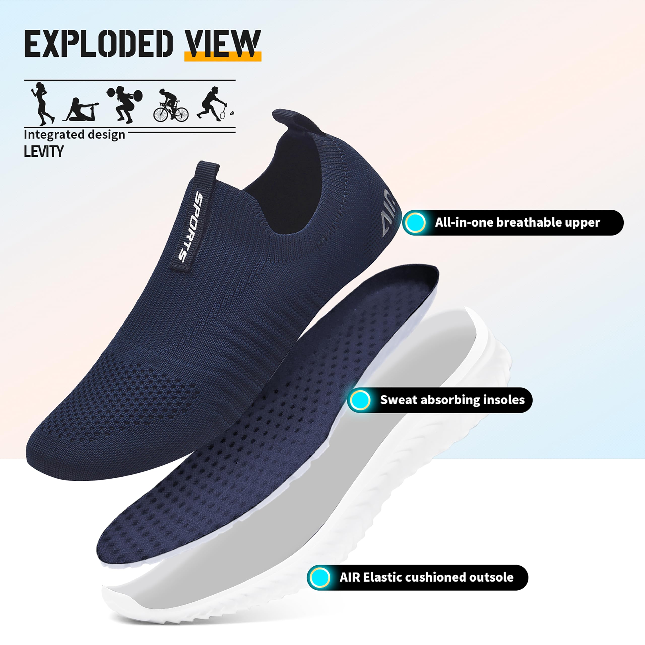 Littleplum Zapatillas Mujer Slip-On Zapatillas de Deporte Zapatos Diarios sin Cordones Ligeros Cómodos
