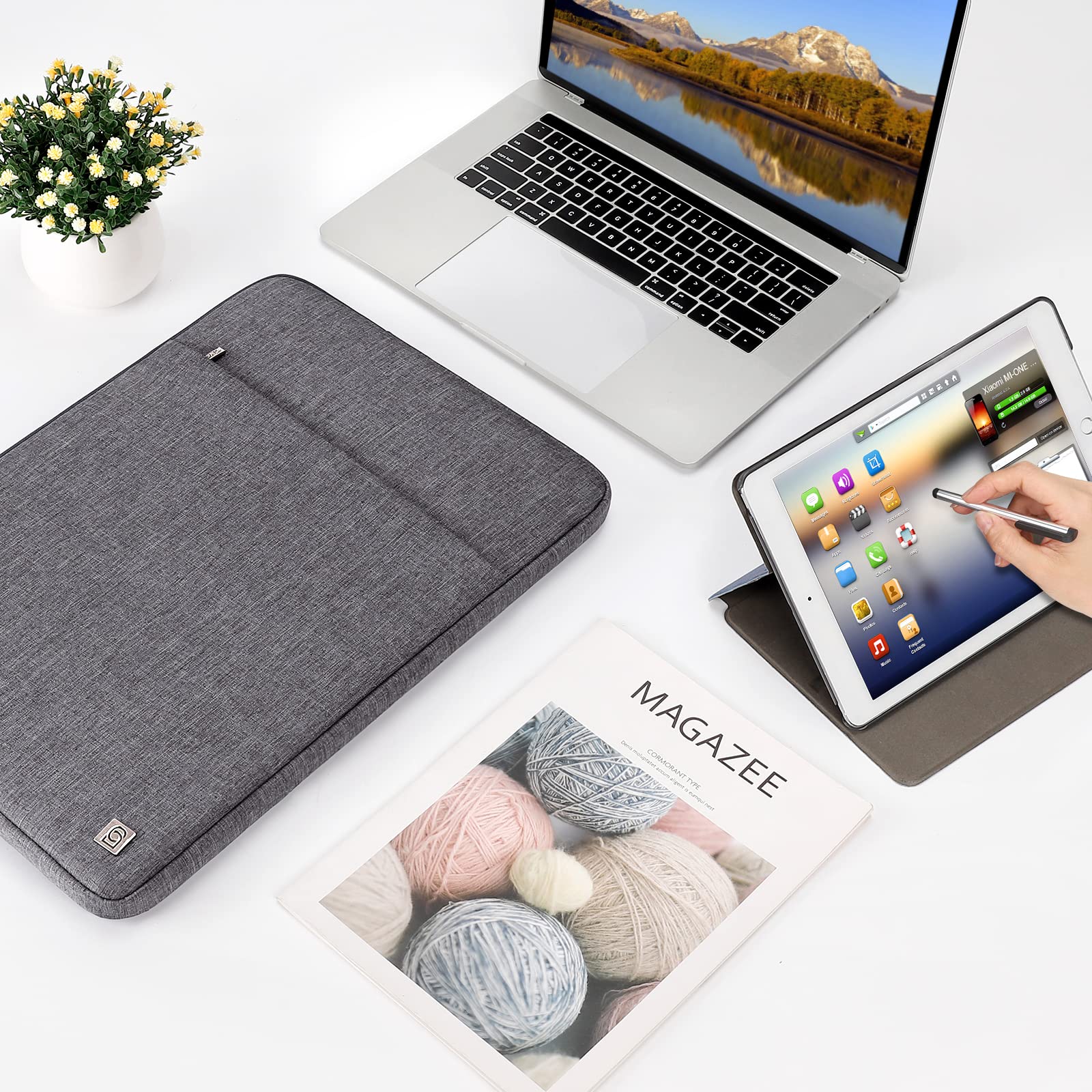 DOMISO 15.6 Pollici Custodia Borsa per Computer Portatile PC Protettiva Laptop Sleeve per 15.6" Yoga Chromebook/ThinkPad T580/Asus ROG Zephyrus GX501/HP Pavilion 15 Envy 15,Grigio