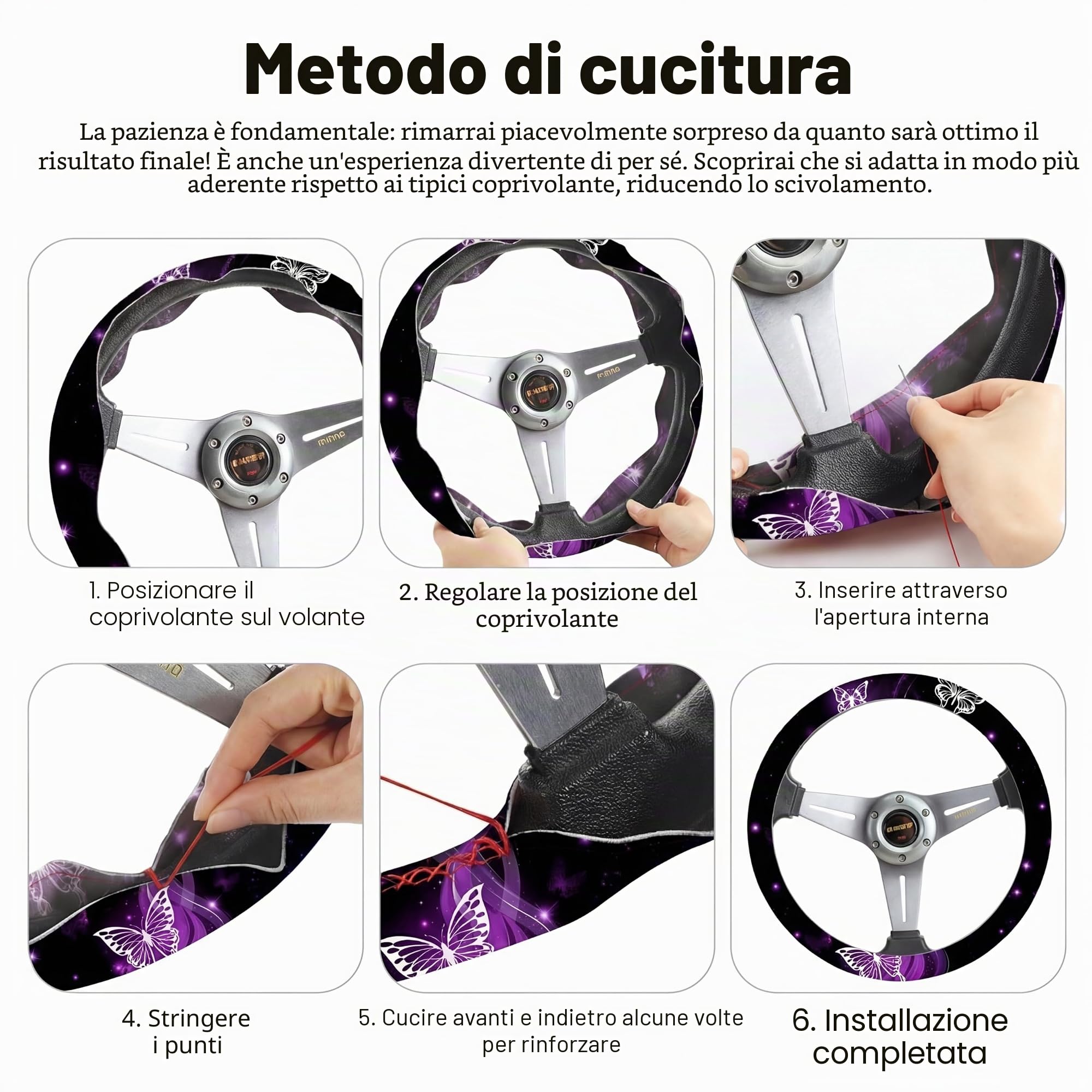 Frienda Set completo di 15 coprisedili per auto, con farfalle anteriori e posteriori, coprivolante, cinturino da polso, sottobicchieri, braccioli e spalline (motivo farfalla viola glitterata)