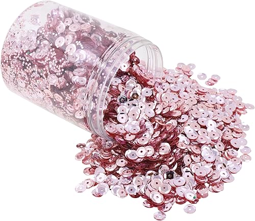 Mandala Crafts 20000 lentejuelas de oro rosa para manualidades, lentejuelas paillettes de 0.236 pulgadas para costura, lentejuelas redondas de