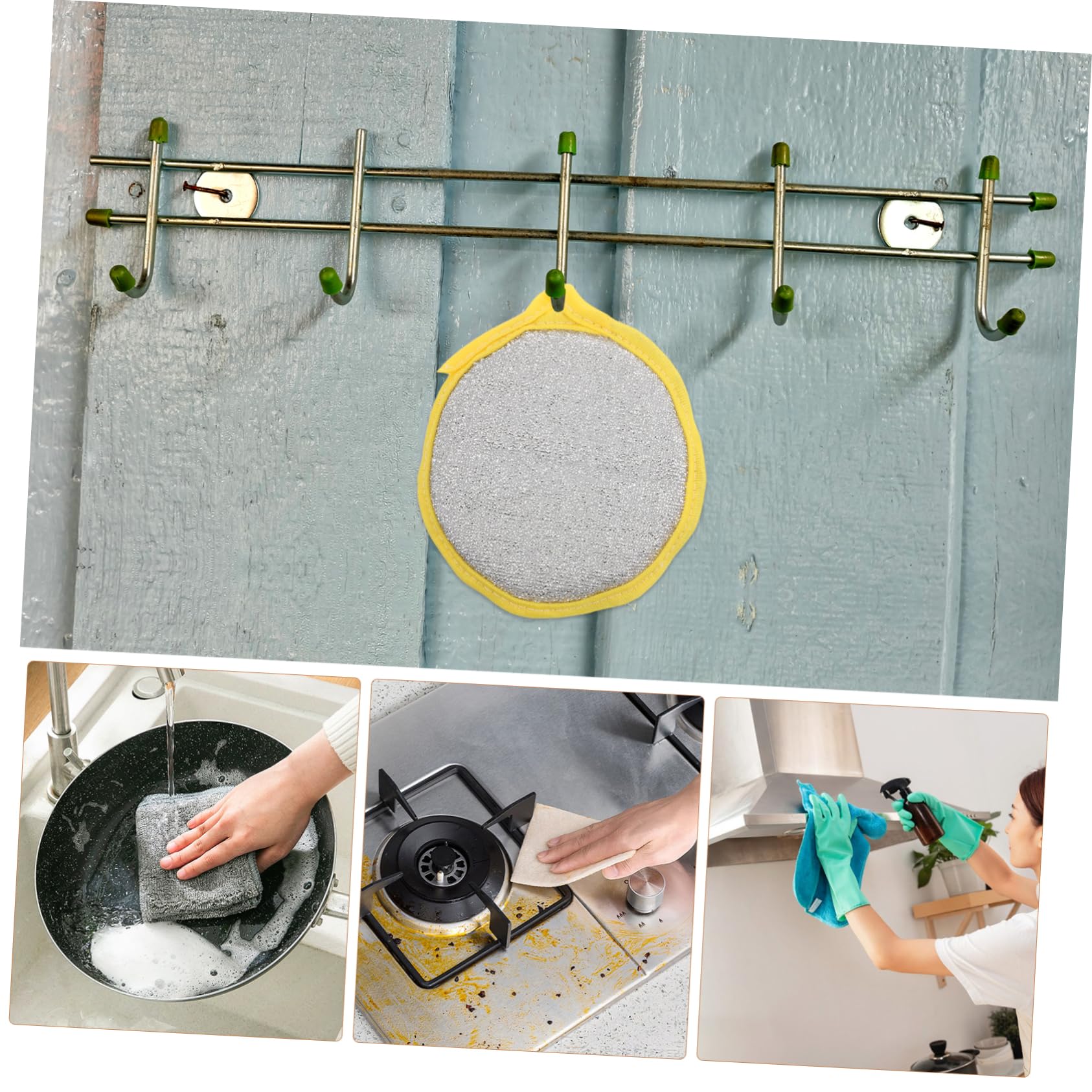 FRCOLOR 30piezas Esponjas Redondas para Lavavajillas Estropajos de Cocina Multifuncionales de Doble Cara Que No Rayan Orificios para Colgar para Limpiar Platos Ollas y Sartenes