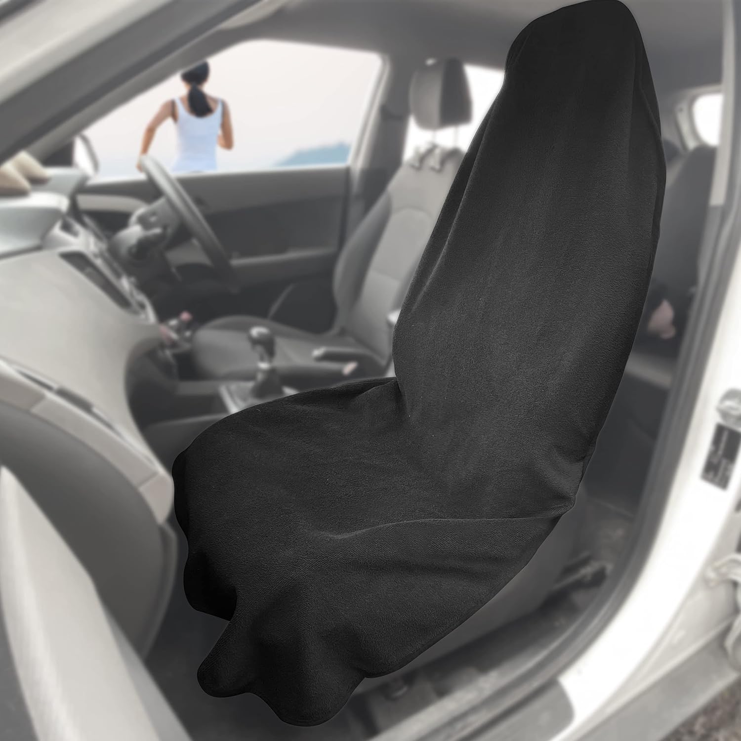 Econour 車用スウェットタオル ベルトショルダーパッド付き ドライバーカーシート汗プロテクター 防水シートカバー 車 Suv用 バン 新品同様 トラック