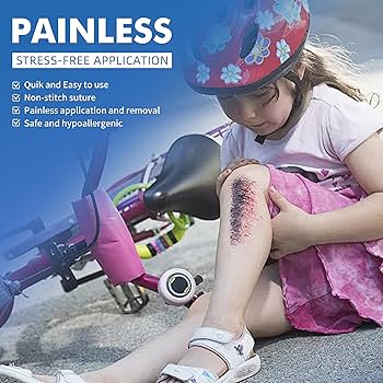 Flesh and Blood Stab Wound 3枚セット Senvok Zip Stitch Laceration Repair Wound Butterfly Bandaids