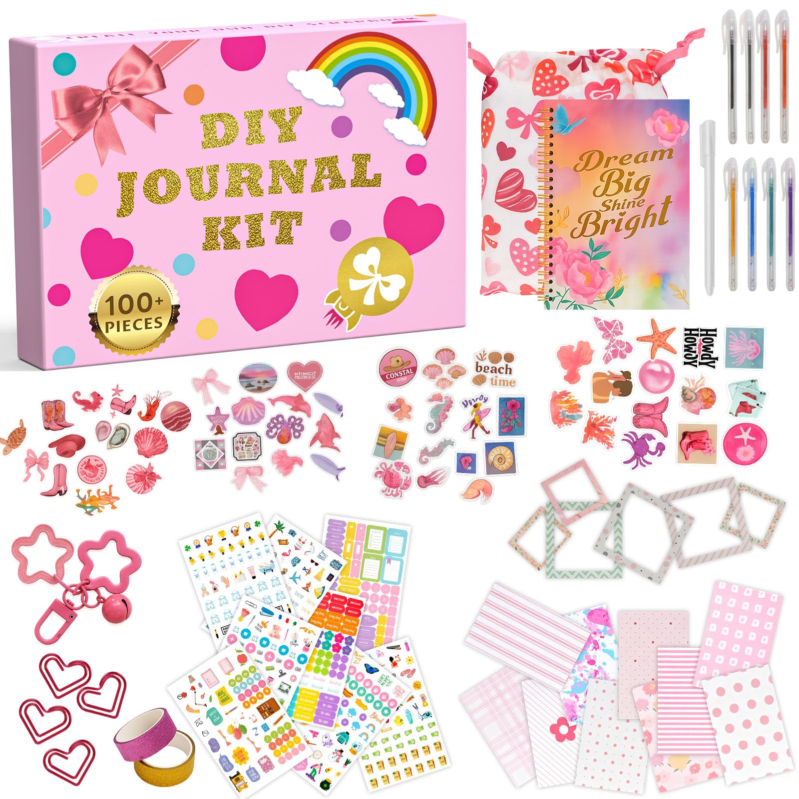 Zestaw do samodzielnego wykonania dziennika dla dziewczynek w wieku 8-14 lat, zestaw do rękodzieła dla nastolatek, pamiętnik, notatnik, scrapbooking, artykuły pa, pomysł na prezent urodzinowy