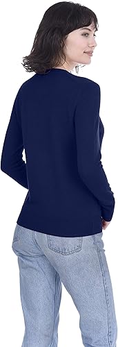 Miniatura 5 de Cashmeren Suéter básico con cuello en V para mujer, 100% cachemira pura, manga larga, suéter clásico