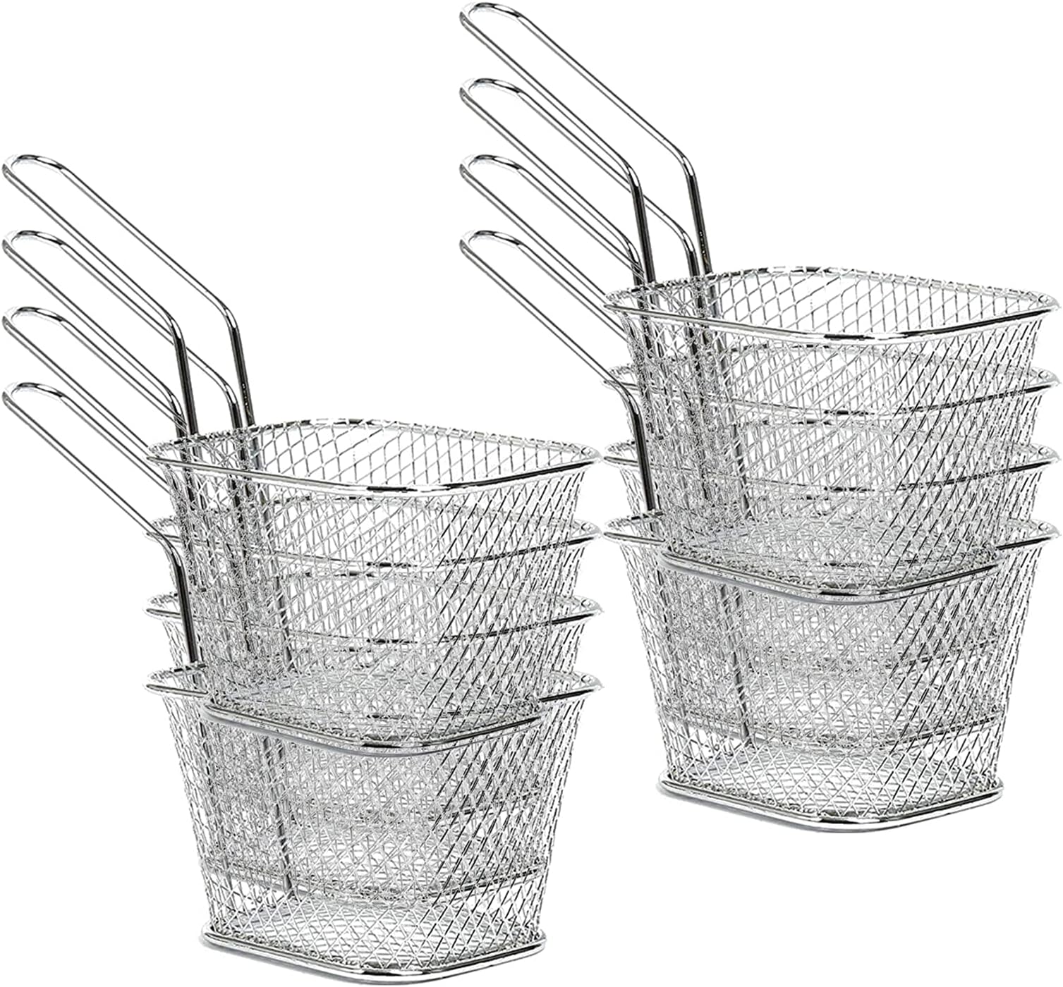 Eyourlife Set of 8 Mini Chrome Chip Frying Fry Serving Baskets Fried baskets Ideal for Chips, Fries, Shrimps, Wedges 8pcs