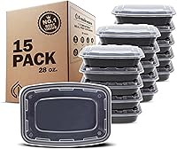 Vista 1 de Freshware - Contenedores de preparación de comida [15 unidades] con 1 compartimento para almacenar comida, con tapas, caja Bento, libre de bisfenol