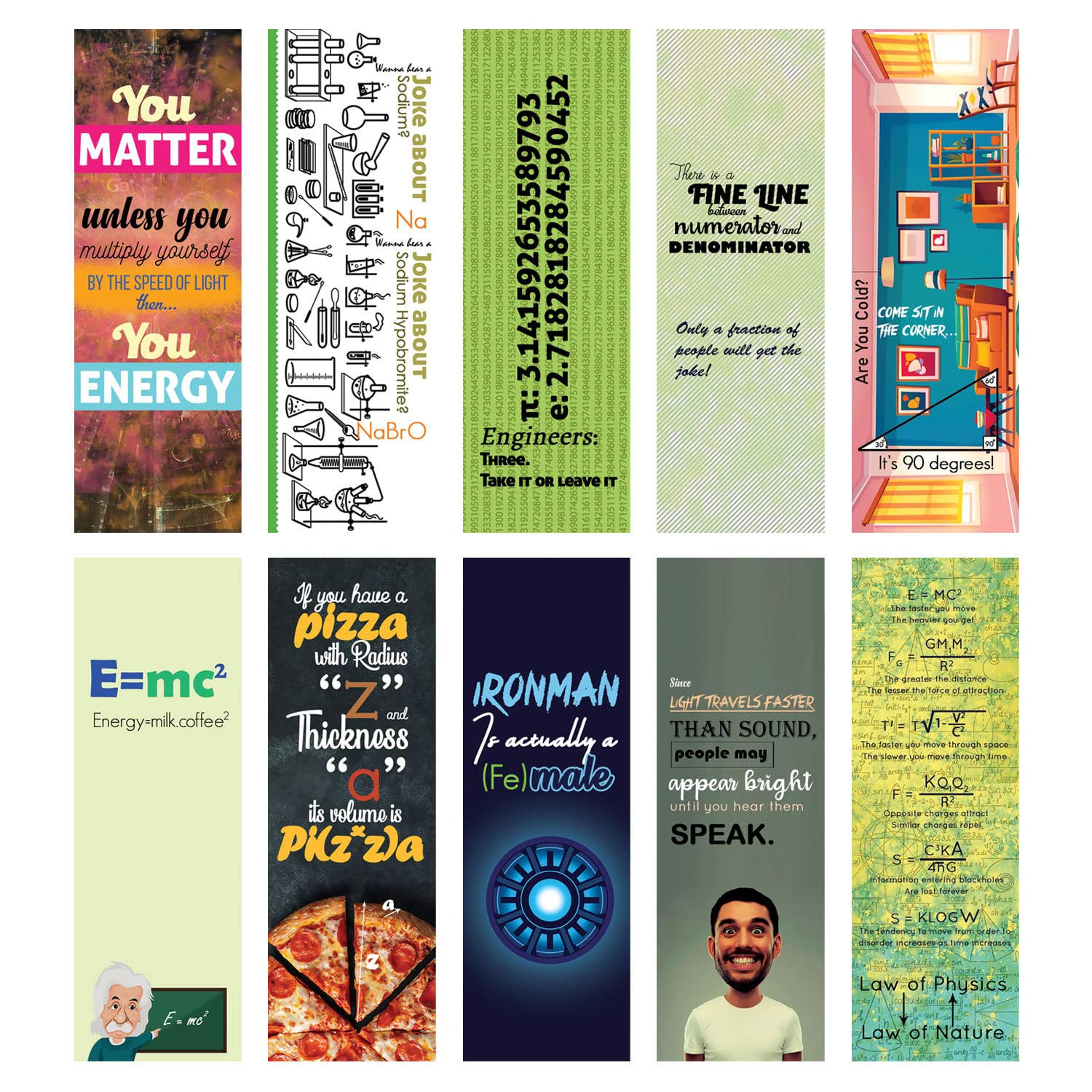 Creatie Bookmarks for Science Geeks | 25 Pieces | 1.75Inchx5.25Inch | Single Side Print | Without Magnet