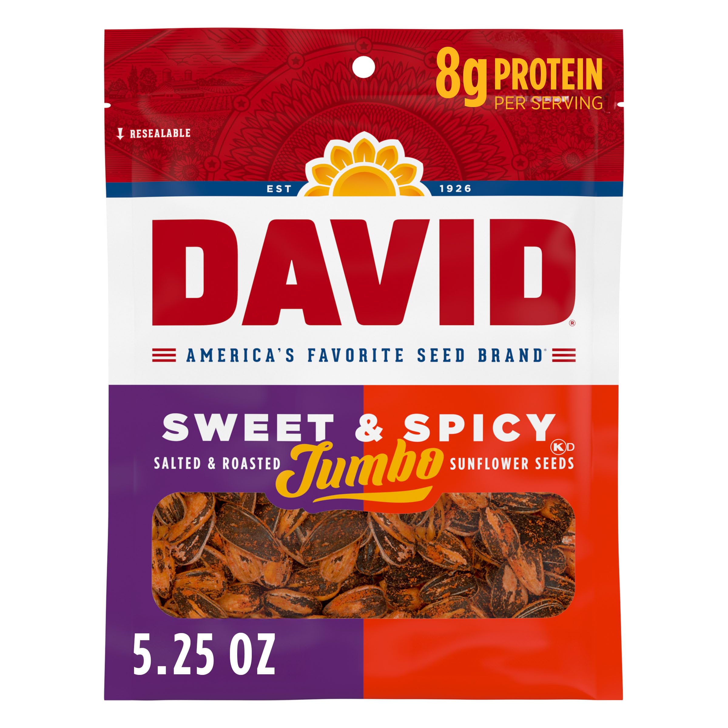 David Sweet & Spicy Roasted & Salted Jumbo Sunflower Seeds 149g