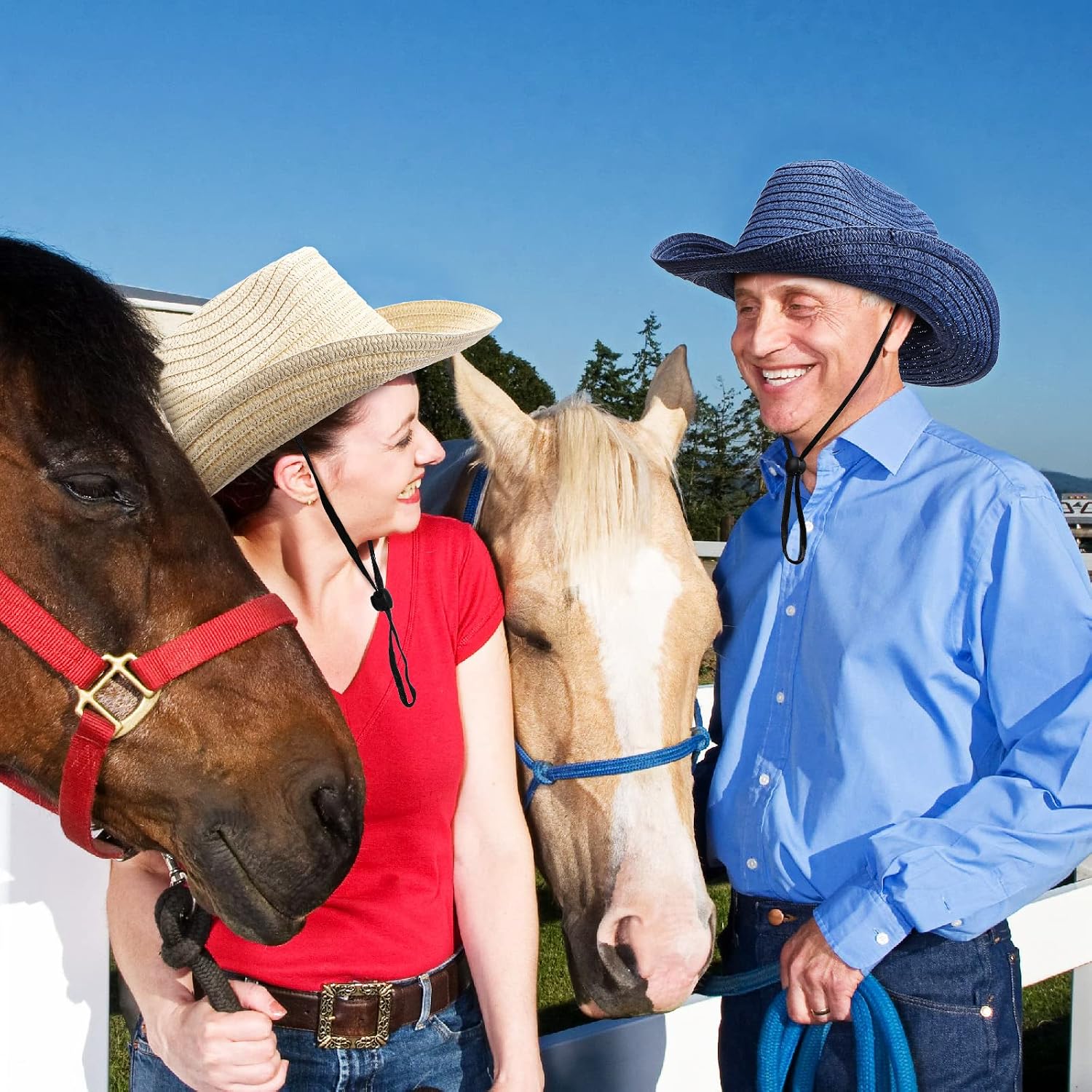 SATINIOR 12 Set Straw Cowboy Hats & Bandanas - Cowboy Party Hat Costume with Head Bandana