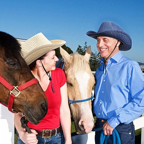 Miniatura 5 de SATINIOR - Juego de 12 sombreros de vaquero de paja y bandanas para fiesta, sombrero de vaquero para fiesta, disfraz y bandana, accesorios