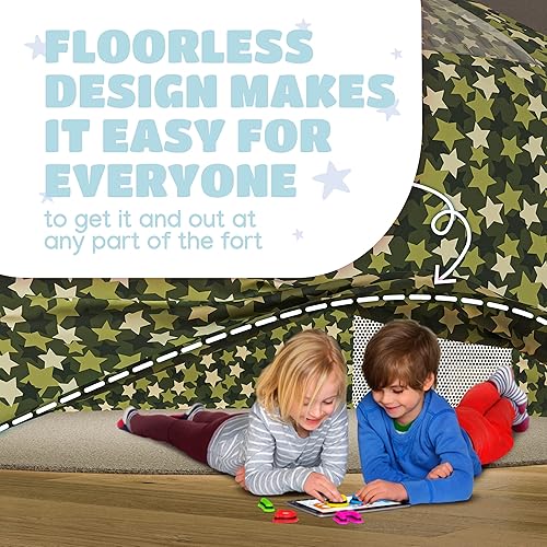 Miniatura 6 de Skywin Tienda de campaña de aire para niños (camuflaje) - Fuerte inflable para niños que se instala y se almacena en segundos (con ventilador)