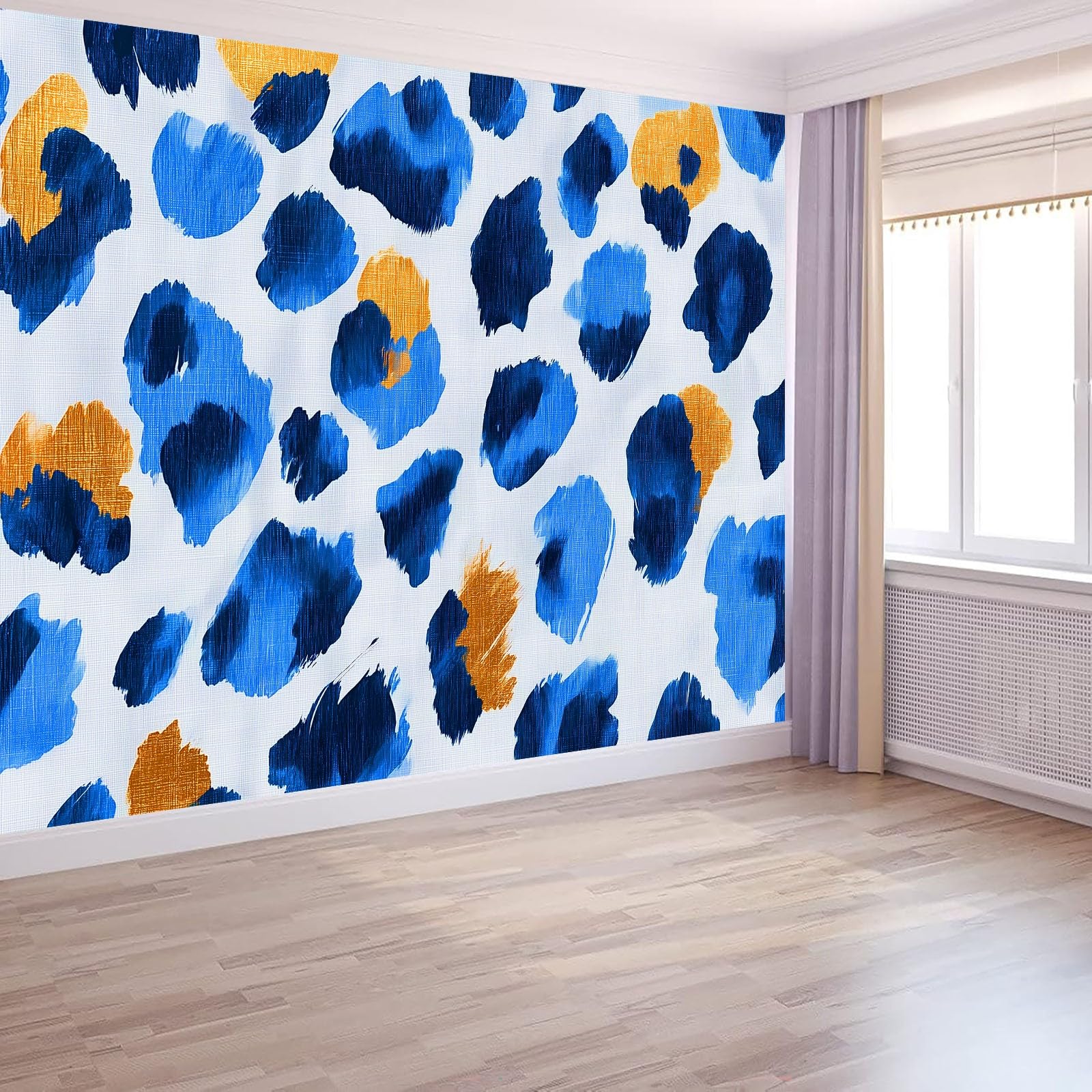 Fototapeta 3D Olej Niebieski Farba Druk Lampart Fototapeta, Tradycyjna Sztuka Ścienna Włóknina Ścienna Nowoczesna Dekoracyjna Plakat 250 x 175 cm Do Salonu