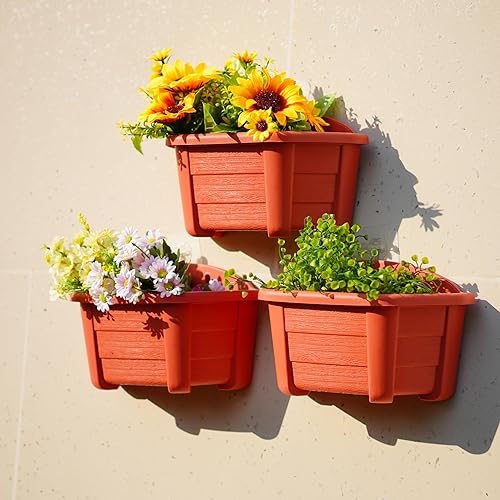 Vista 25 de ORIMERC 9.8 inch 4 Pack Wall Hanging Planters Pots for Indoor Plants Wall Plants Holder with Drainage Hole Balcony Planters Railing Hanging Pot