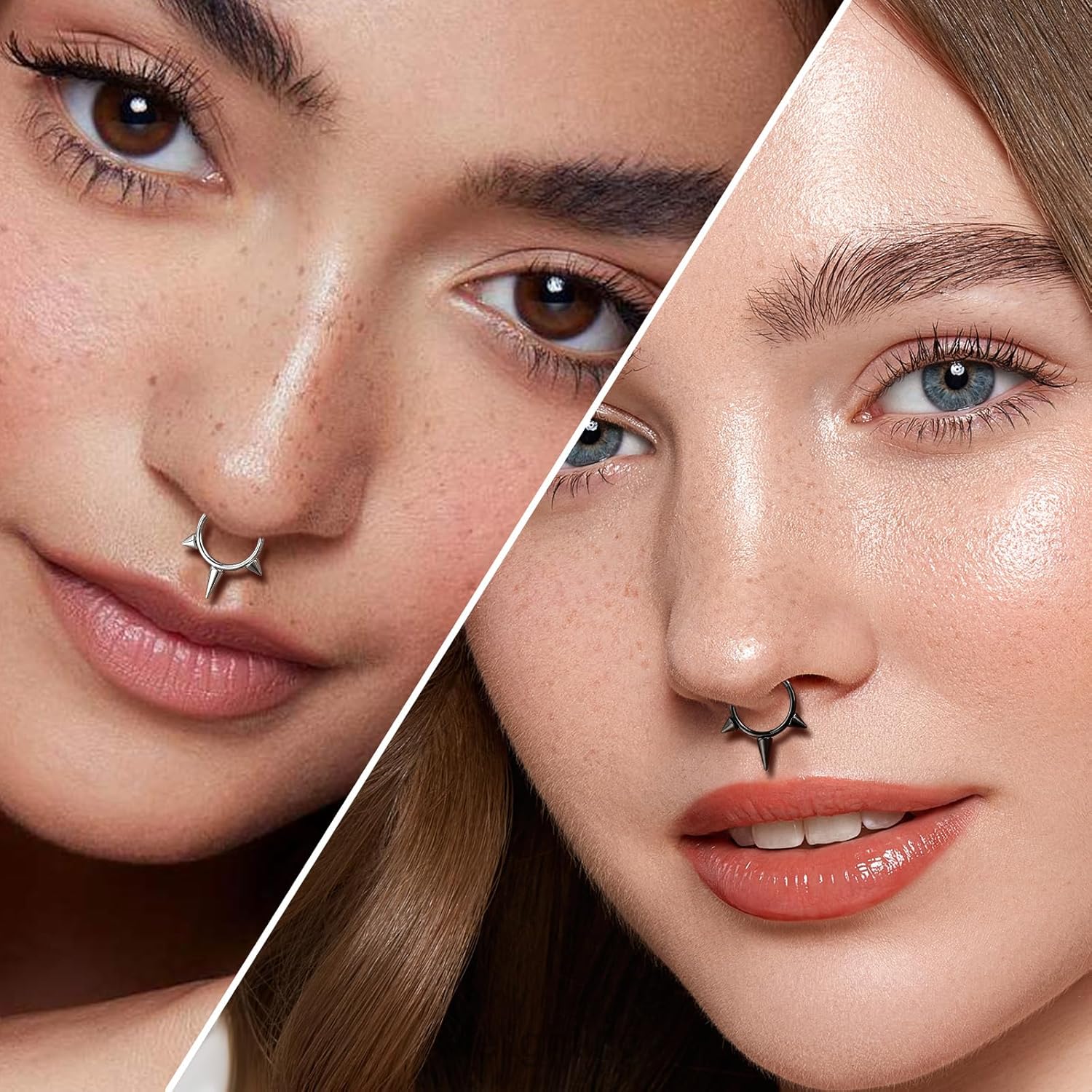 Melighting Spike Septum Ring 16G Septum Jewelry Hoop Stainless Steel 316L Cartilage Earring Hinged Spike Daith Piercing Jewelry for Women - Image 4