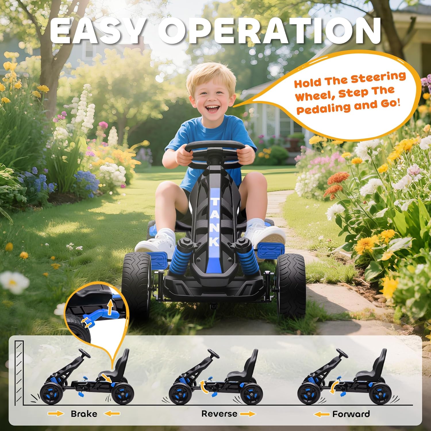 Easy operation of AIYAPLAY Pedal Go-Kart