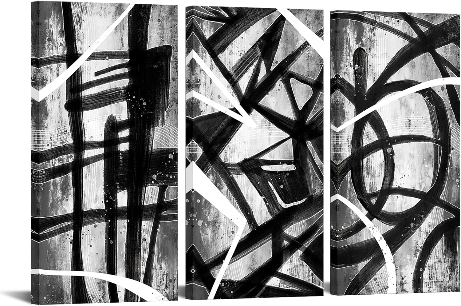 sechars Abstract Line Canvas Wall Art Black White Line Paintings Prints Modern Minimalist Decorations for Home Living Room (Black)