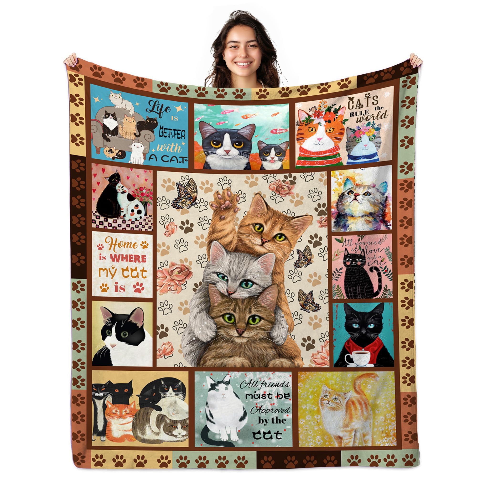 Cat Lover Blanket, Cute Cat Gifts for Women, Ideal Cats Themed Gifts for Women, Cats Lover Blanket 50'' X 60''