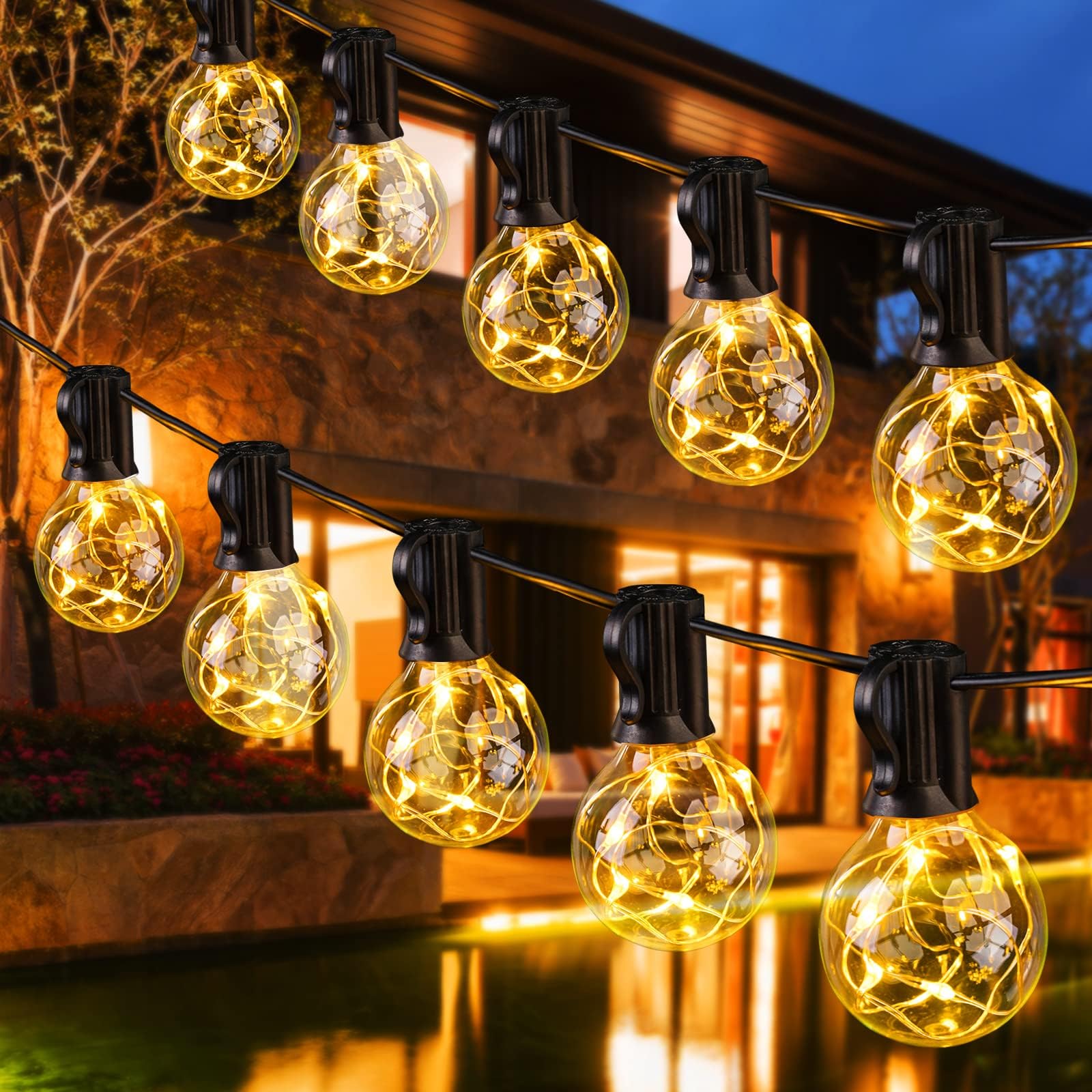 LED Outdoor String Lights, 17.7m/58ft G40 Garden String Lights, IP65 Waterproof 50+3 Bulbs Patio Lights, Outdoor Festoon Lights for Indoor Outdoor Garden Yard Home Wedding Party Decoration [Energy Class A]
