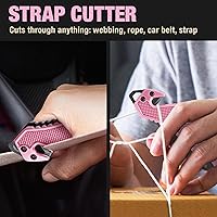 Vista 6 de GOOD WORKER Navaja de bolsillo legal con hoja dentada de 2.95 pulgadas, rompedor de vidrio, cortador de cinturón de seguridad, cuchillos plegables