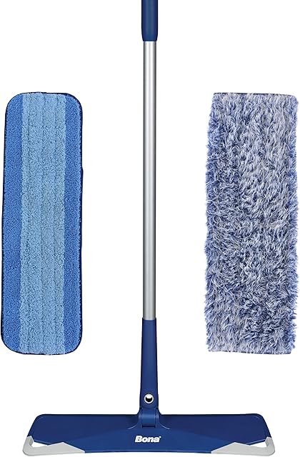 Bona Premium Microfiber Floor Mop for Dry and Wet Floor Cleaning - Includes Microfiber Cleaning Pad and Microfiber Dusting Pad - Dual Zone Cleaning Design for Faster Cleanup