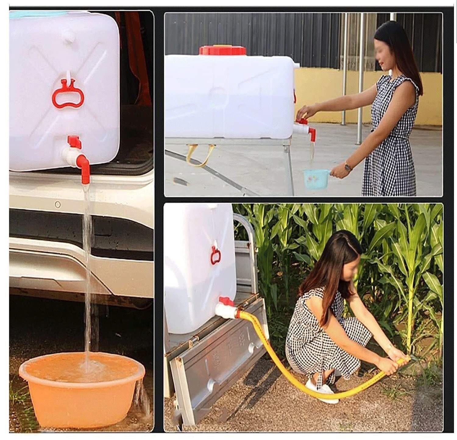 Zewnętrzny Zbiornik Wodę Z Kranem 50L/80L/110L/160L/200L/340L, Gruby Plastikowy Poziomy Przenośny Pojemnik Wodę Kempingowy