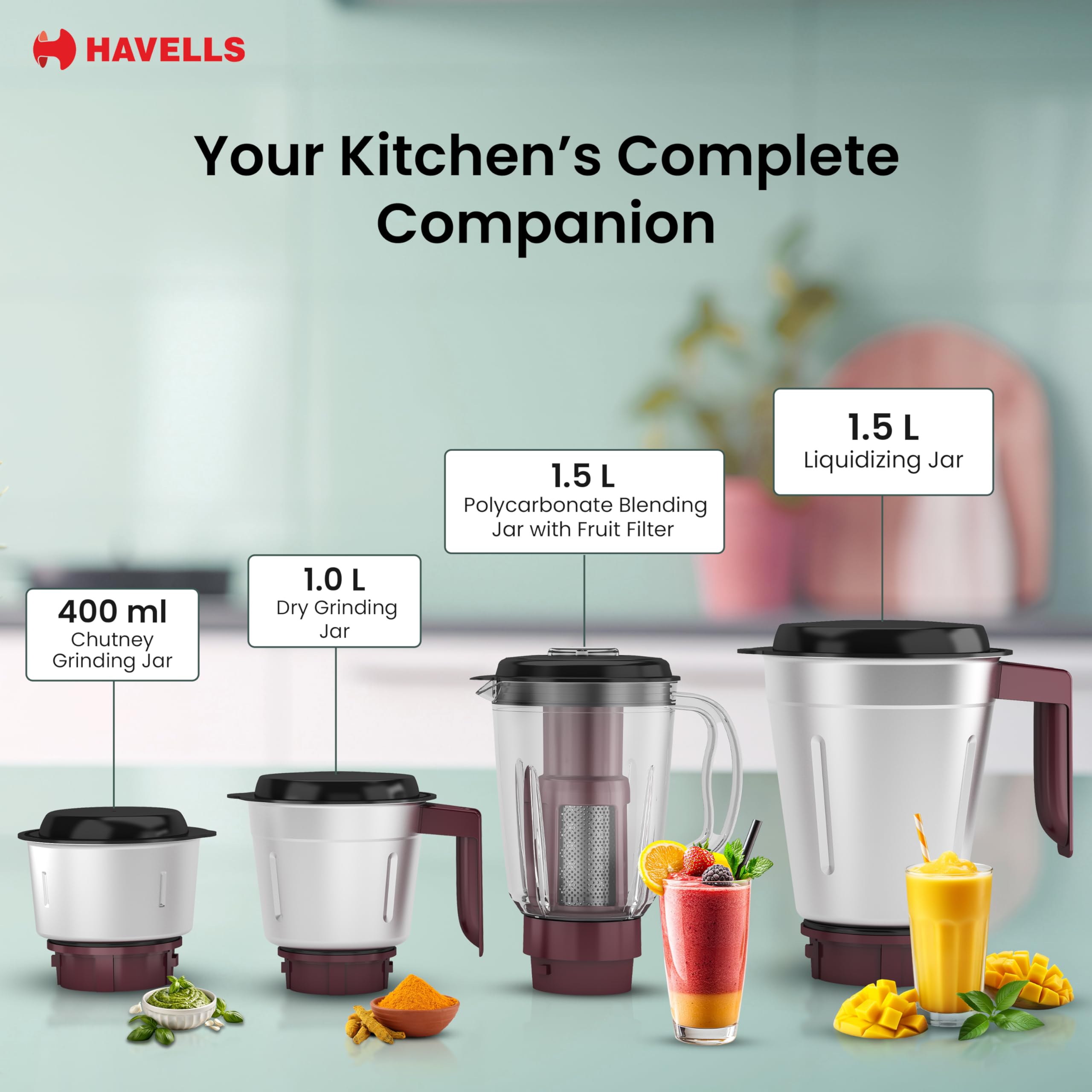 Havells Prisma Mixer Grinder - 750W, 4 Jars -7 Havells Prisma Mixer Grinder - 750W, 4 Jars -7
