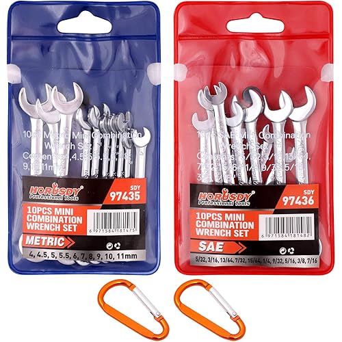 HORUSDY 20-Piece Mini Wrench Set, Metric & SAE Combination Wrench Set