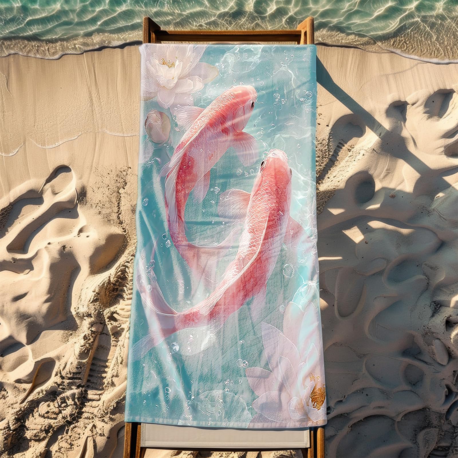 Générique Serviette Microfibre Plage Poisson Rose