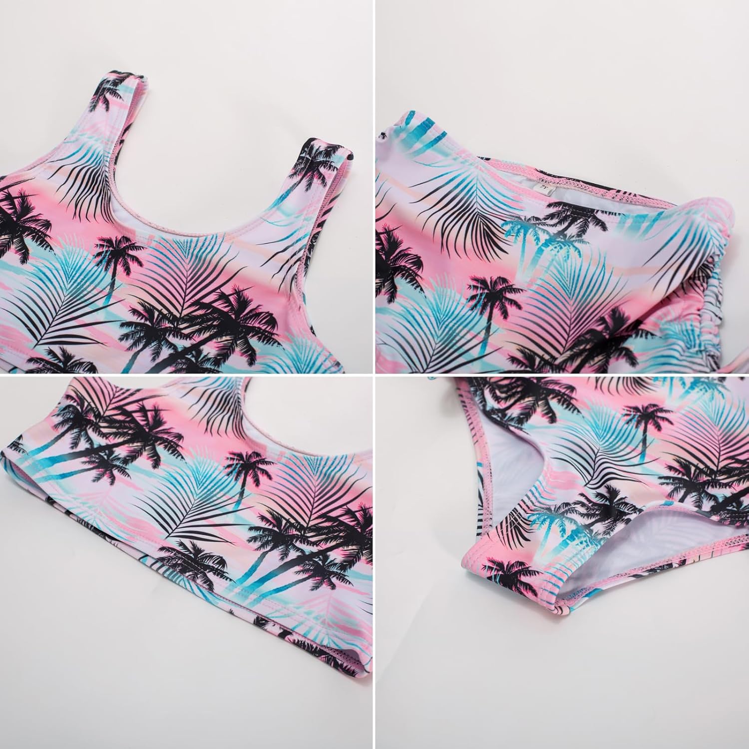 GRACE KARIN Girls Bathing Suit Adjustable Taniki Swimsuit Tie Front 4 Piece Bikini Set with Kimono Cover Up 6-14 - Image 5