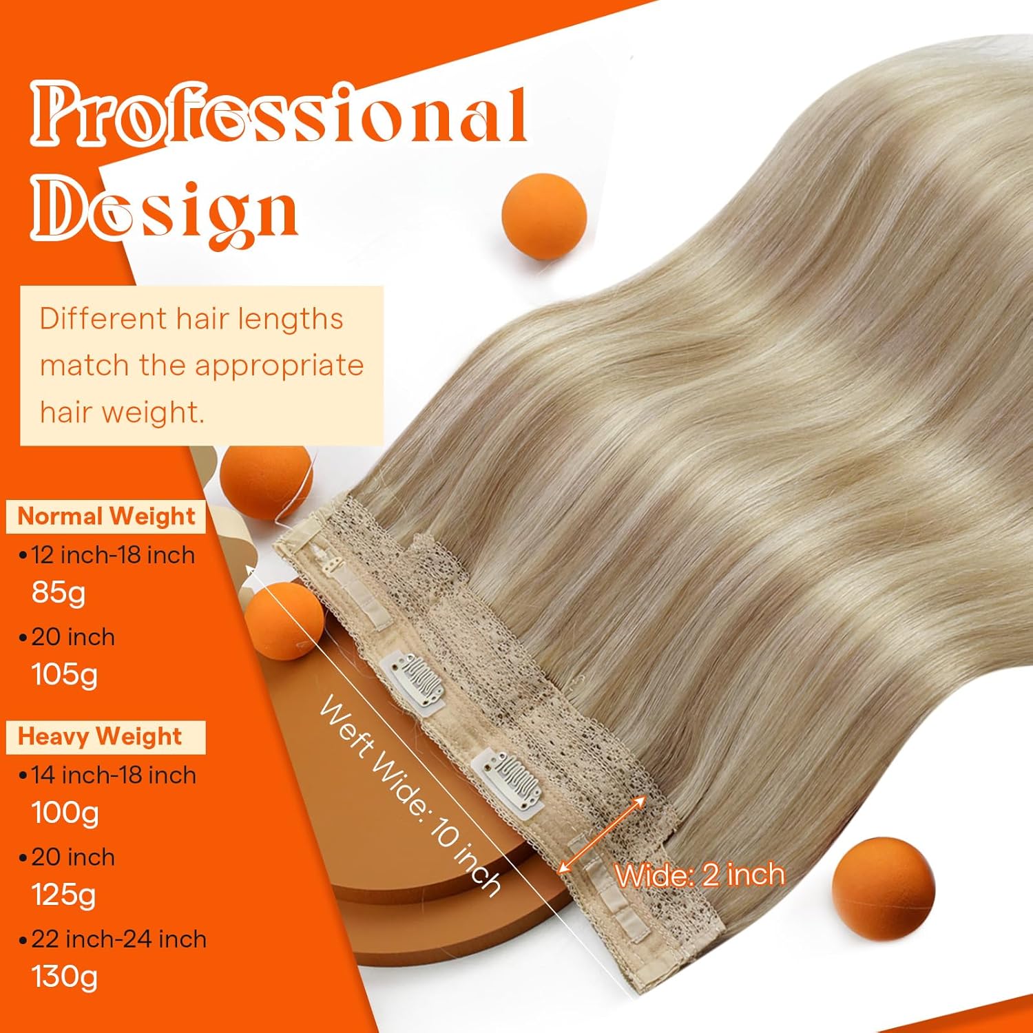 Sunny Hair Wire Hair Extensions Real Human Hair Fish Line Human Hair Extensions Invisible Wire Extensions Golden Blonde with Medium Blonde Highlights #16/22 16 Inch