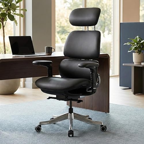 Miniatura 1 de EUREKA ERGONOMIC Silla de oficina ejecutiva, silla de oficina de respaldo alto con soporte lumbar, silla de escritorio ejecutiva de cuero de