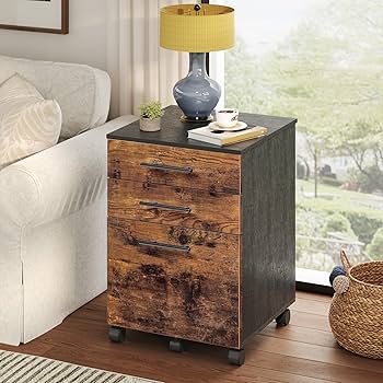Amazon.com: HOOBRO 3-Drawer File Cabinet, Wooden Under Desk