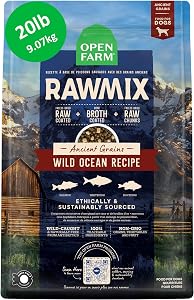Open Farm RawMix Ancient Grains Wild-Ocean Recipe for Dogs, Includes Kibble, Bone Broth, and Freeze Dried Raw, Inspired by The Wild, Humanely Raised Protein and Non-GMO Fruits and Veggies, 20 lb