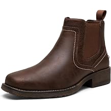 Jousen Mens Chelsea Boots Square Toe Slip On Ankle Boots Comfortable Casual Dress Boots with Anti-Slip Rubber Sole, Microfiber Lining, Classic Style