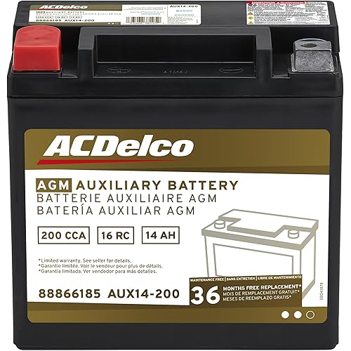 ACDelco Gold AUX14-200 (88866185) 36 Month Warranty Auxiliary AGM 200 CCA Battery