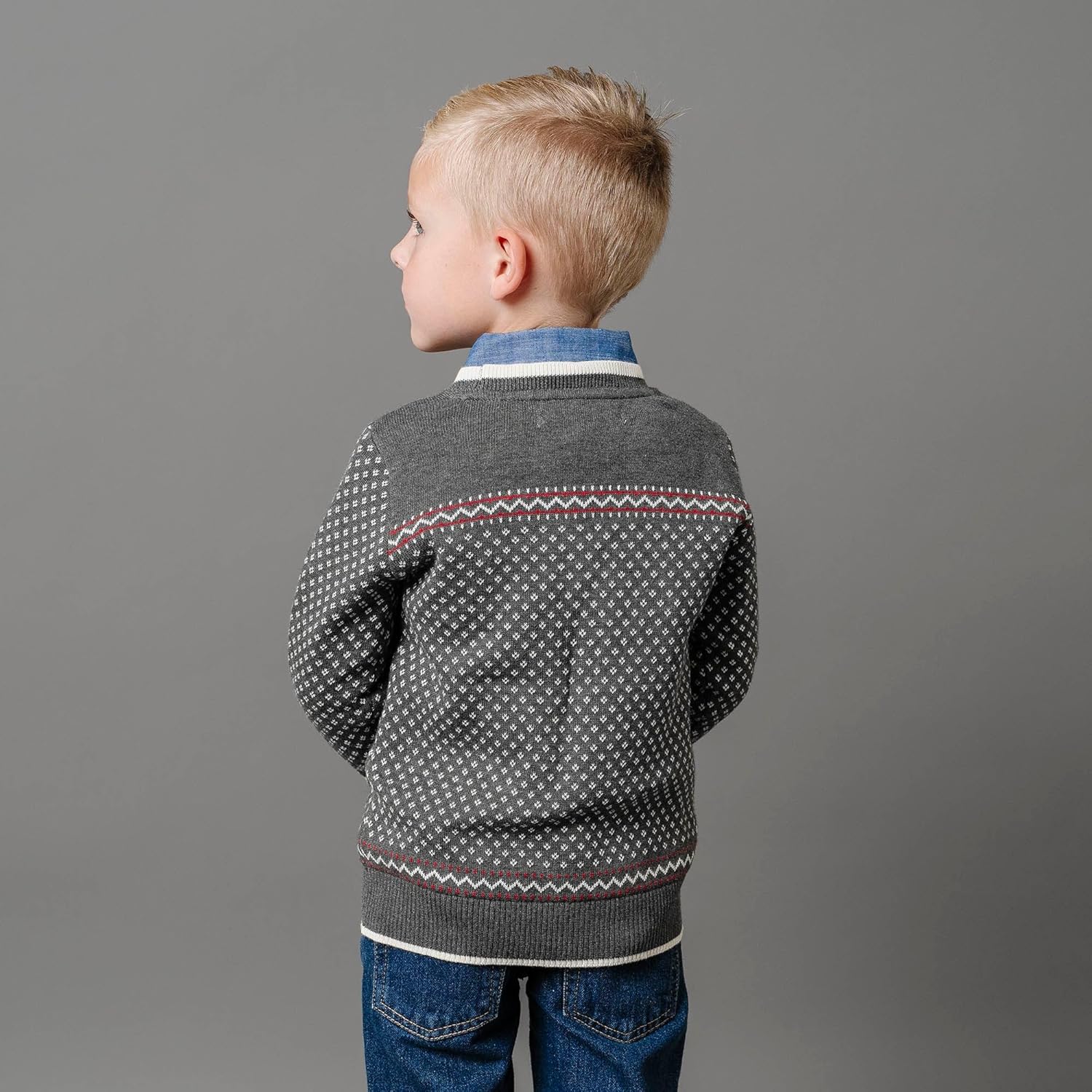 Hope & Henry Boys' Long Sleeve Crew Neck Pullover Sweater