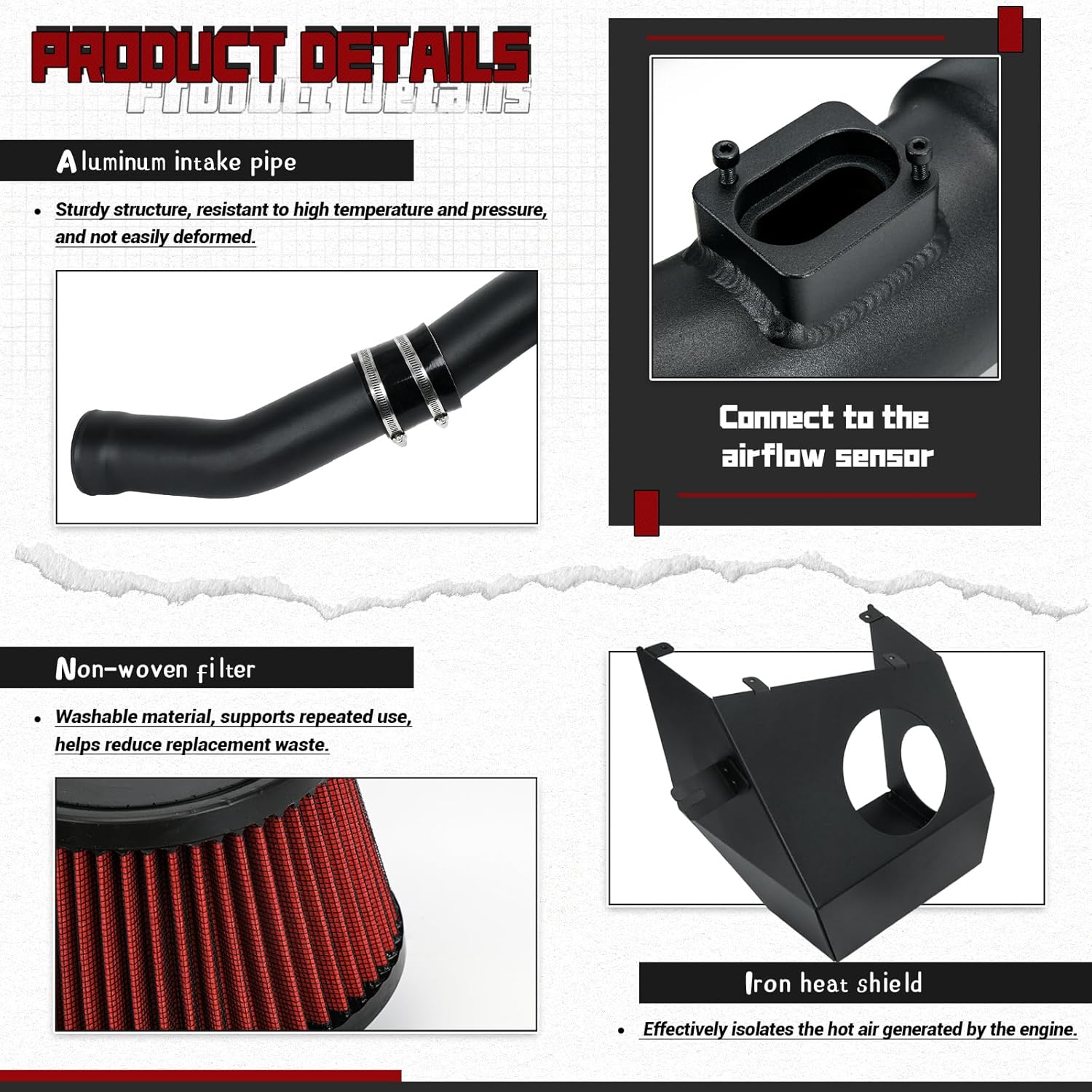 PTNHZ Cold Air Intake System Kit Compatible With BMW F10/F11 520i/528i N20 2.0L 2012-2018