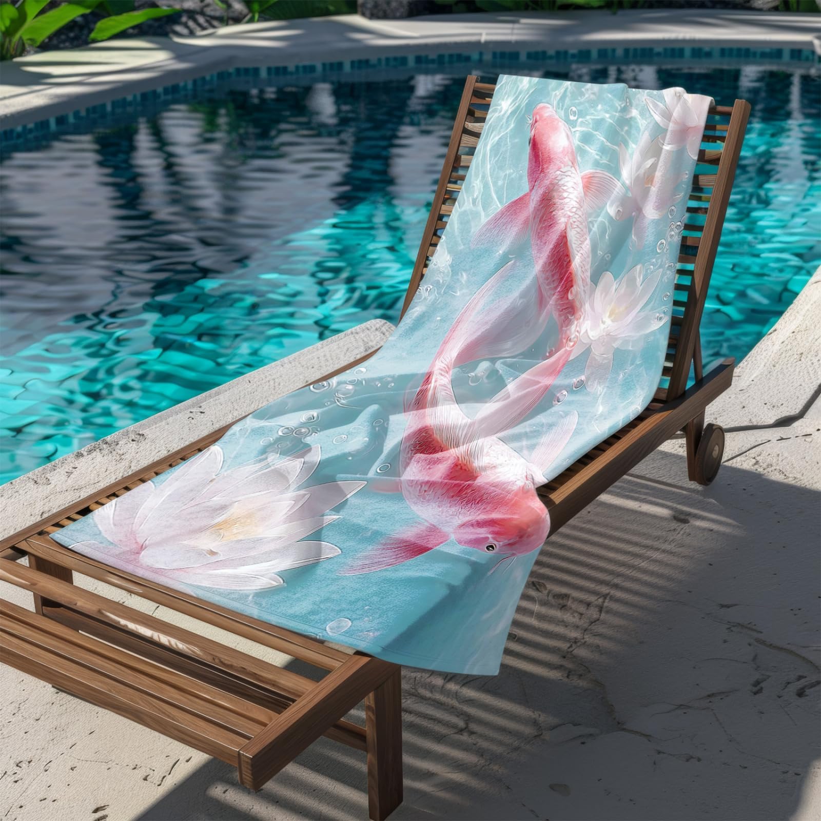 Générique Serviette Microfibre Plage Poisson Bleu Rose