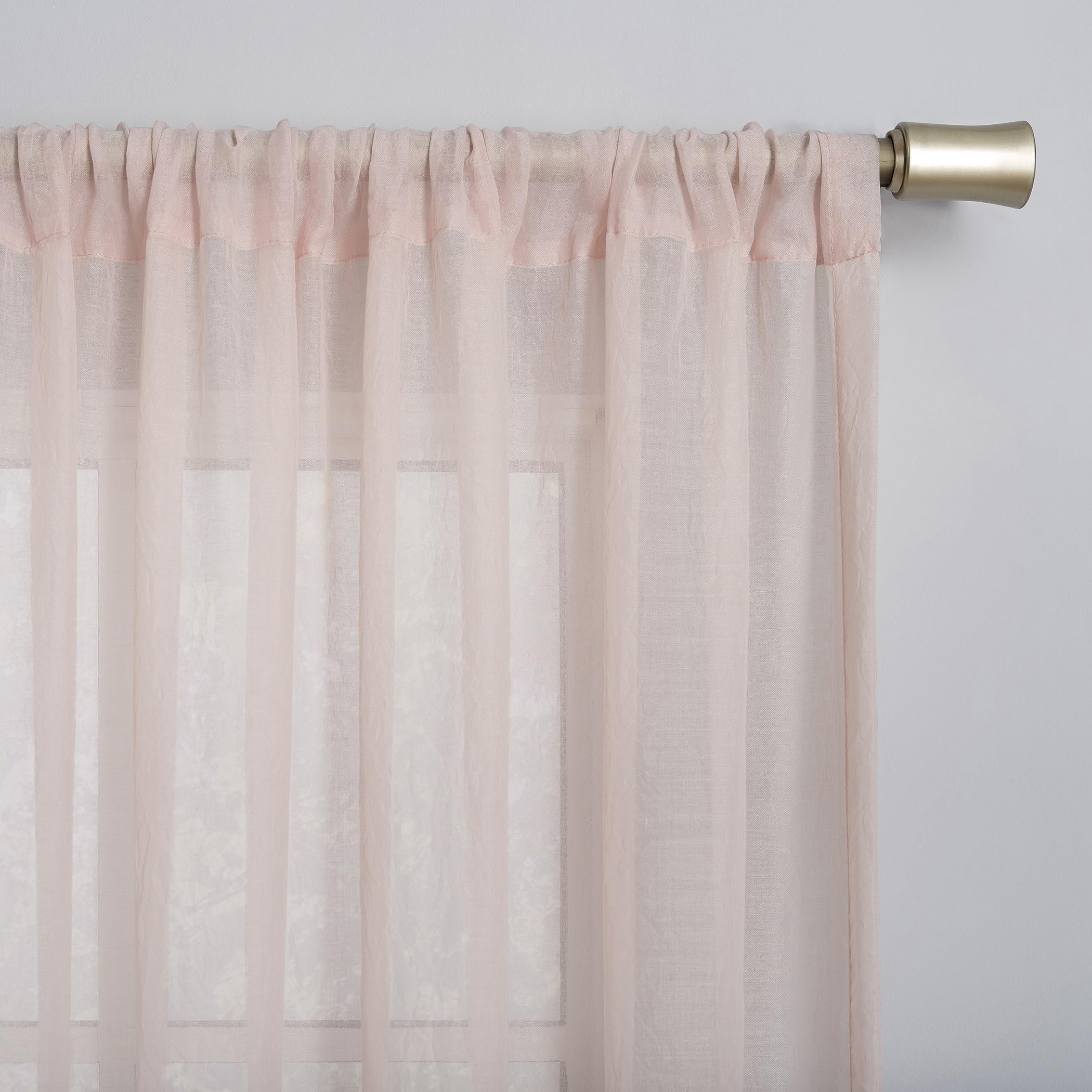 No. 918 Tayla Ezilmiş Doku Yarı Şeffaf Çubuk Cep Perde Paneli, 127 cm x 213 cm, Pembe