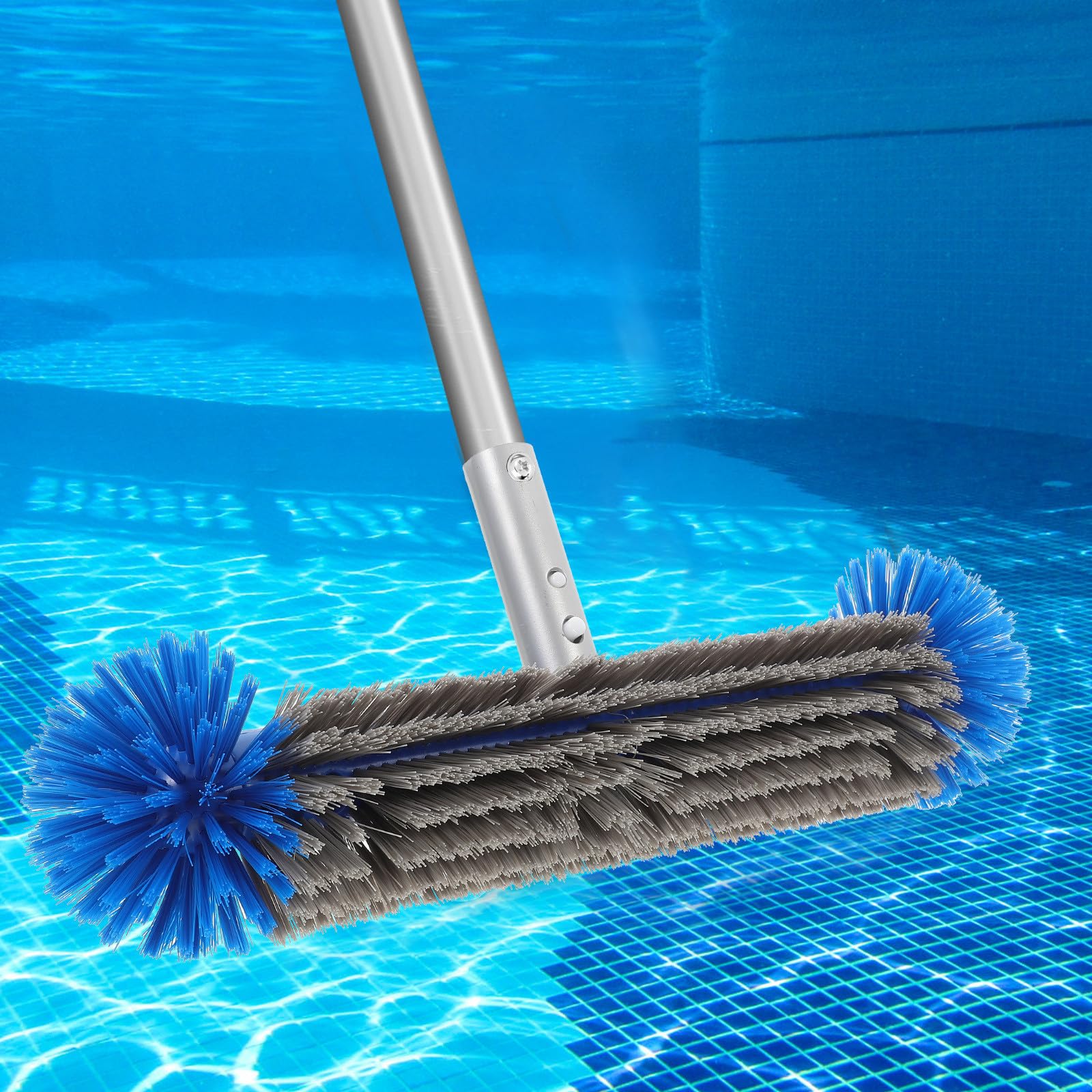 Cepillo para Pared de Piscina de 16 Pulgadas con Respaldo de Aluminio, Azul