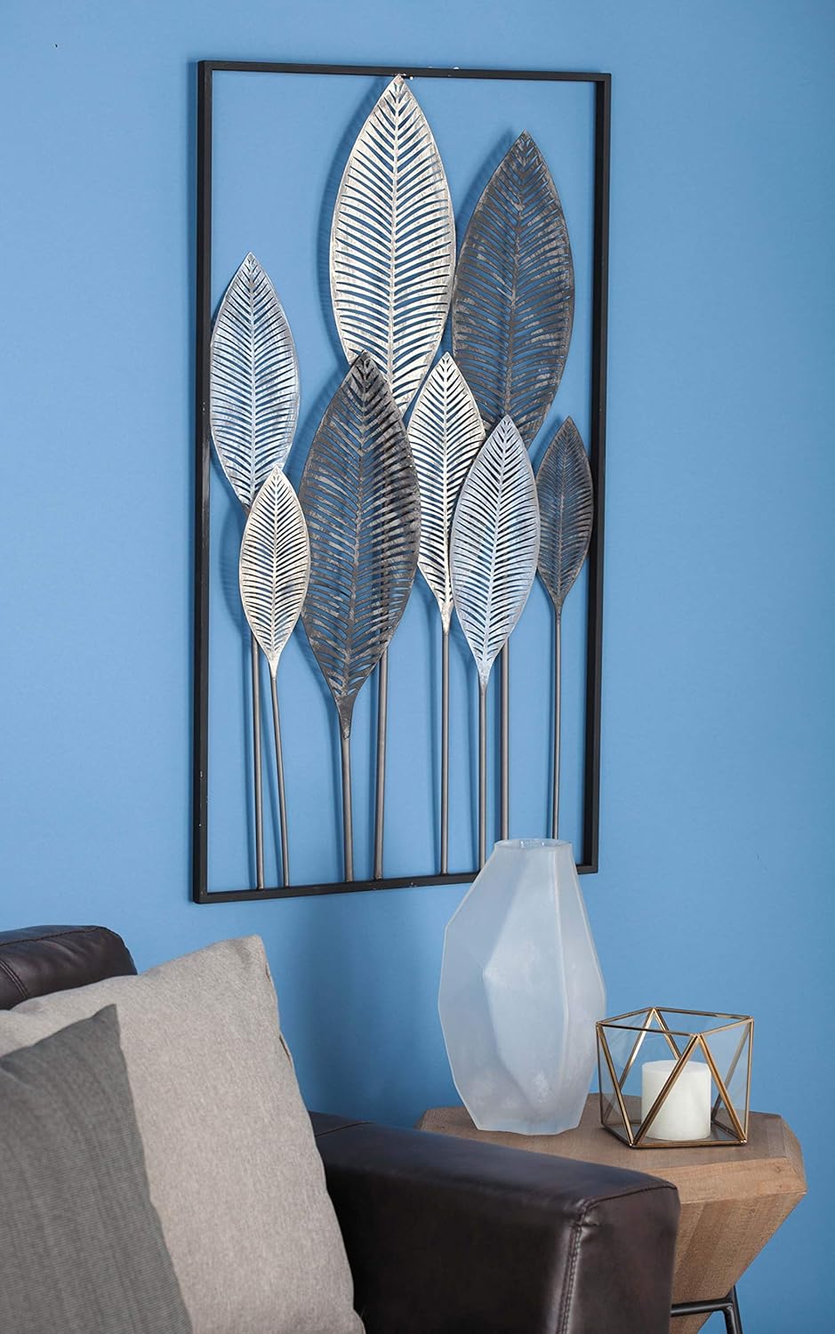 Deco 79 Metal Leaf Home Wall Decor Tall Cut-Out Wall Sculpture with Intricate Laser Cut Designs, Wall Art 59 x 1 x 37, Bronze
