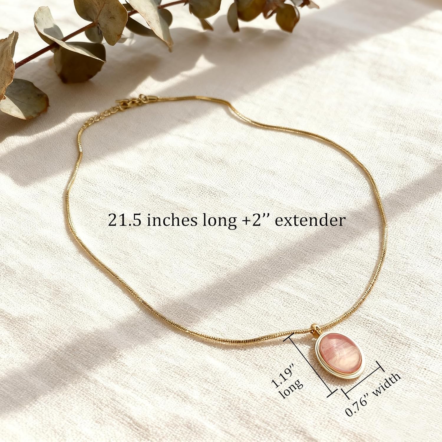 Sonateomber Gold Stone Pendant Necklace for Women, Chunky Statement Dainty Heart Oval Natural Gemstone Dangle Necklaces Wedding Prom Accessories Fashion Jewelry Gift - Image 5