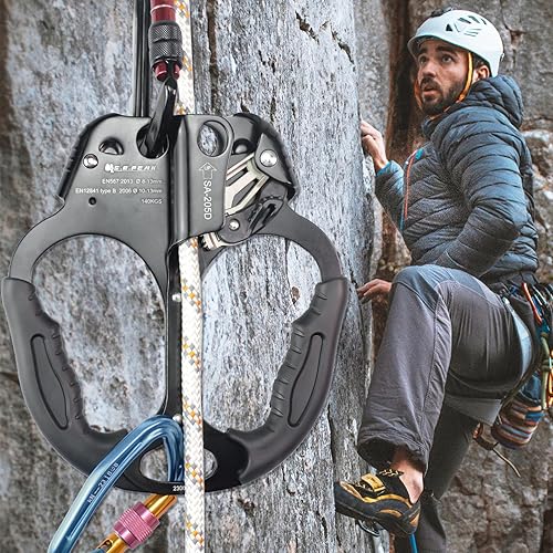 Miniatura 7 de Hand Ascender - Equipo de equipo de rapel fuerte certificado CE con mango de goma ergonómico para arbolistas de árboles trepadores, escalar, rescate